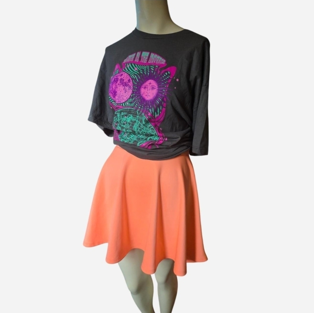 Johnny Y2K Neon Peach Skater Skirt Made in USA XL